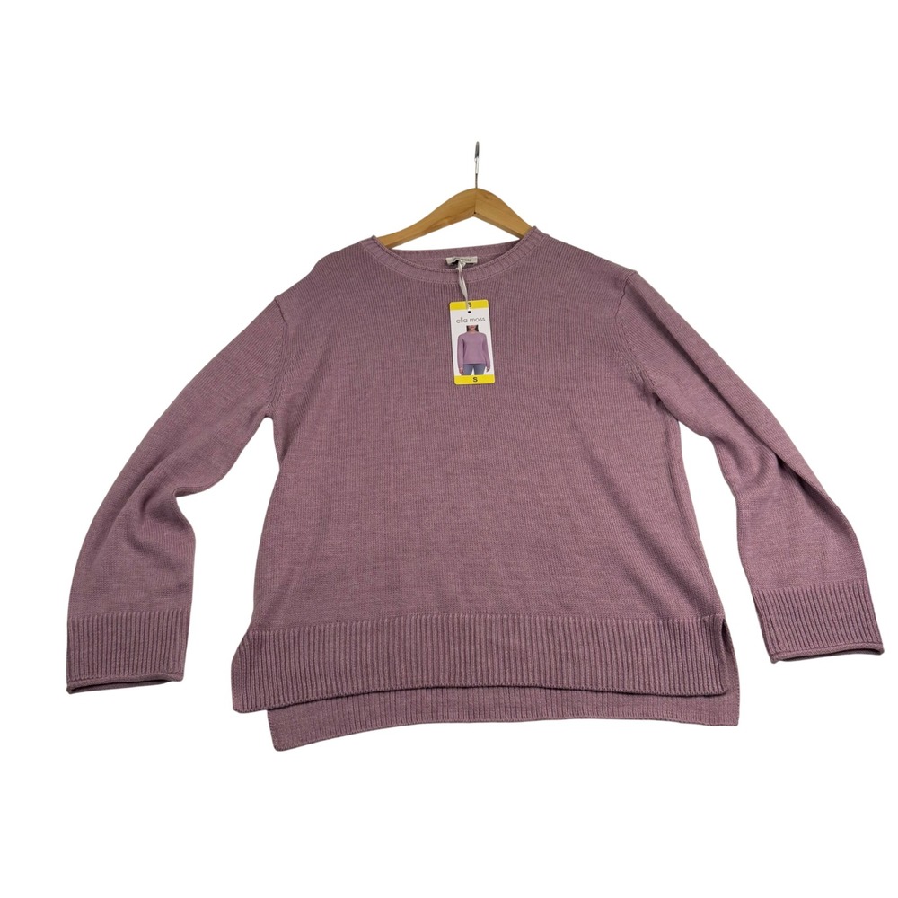 Ella Moss Womens Mauve Purple Crewneck High-Low Knit Sweater Small New 2069